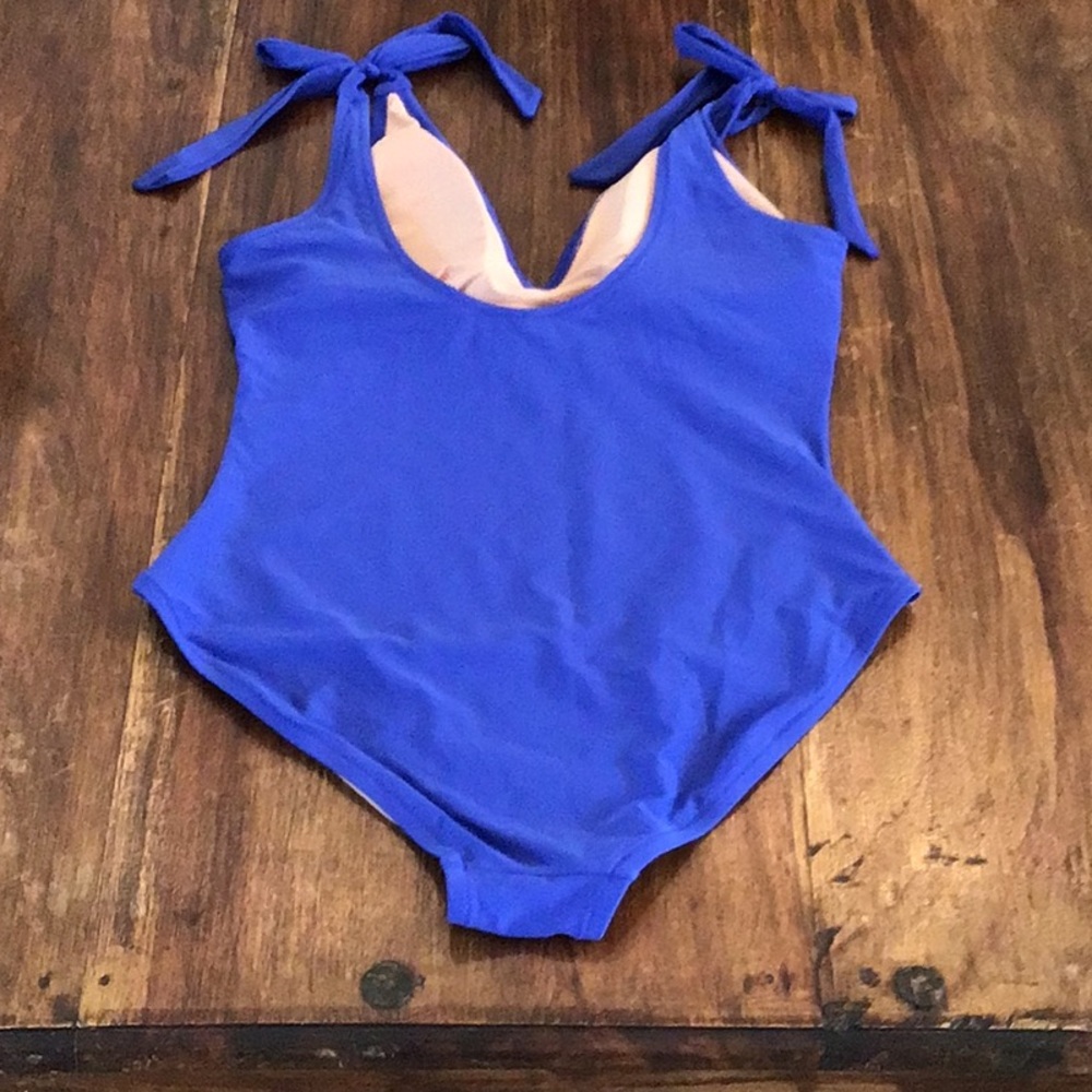 J.Crew blue tie shoulder one piece swimsuit - Picture 2 of 4